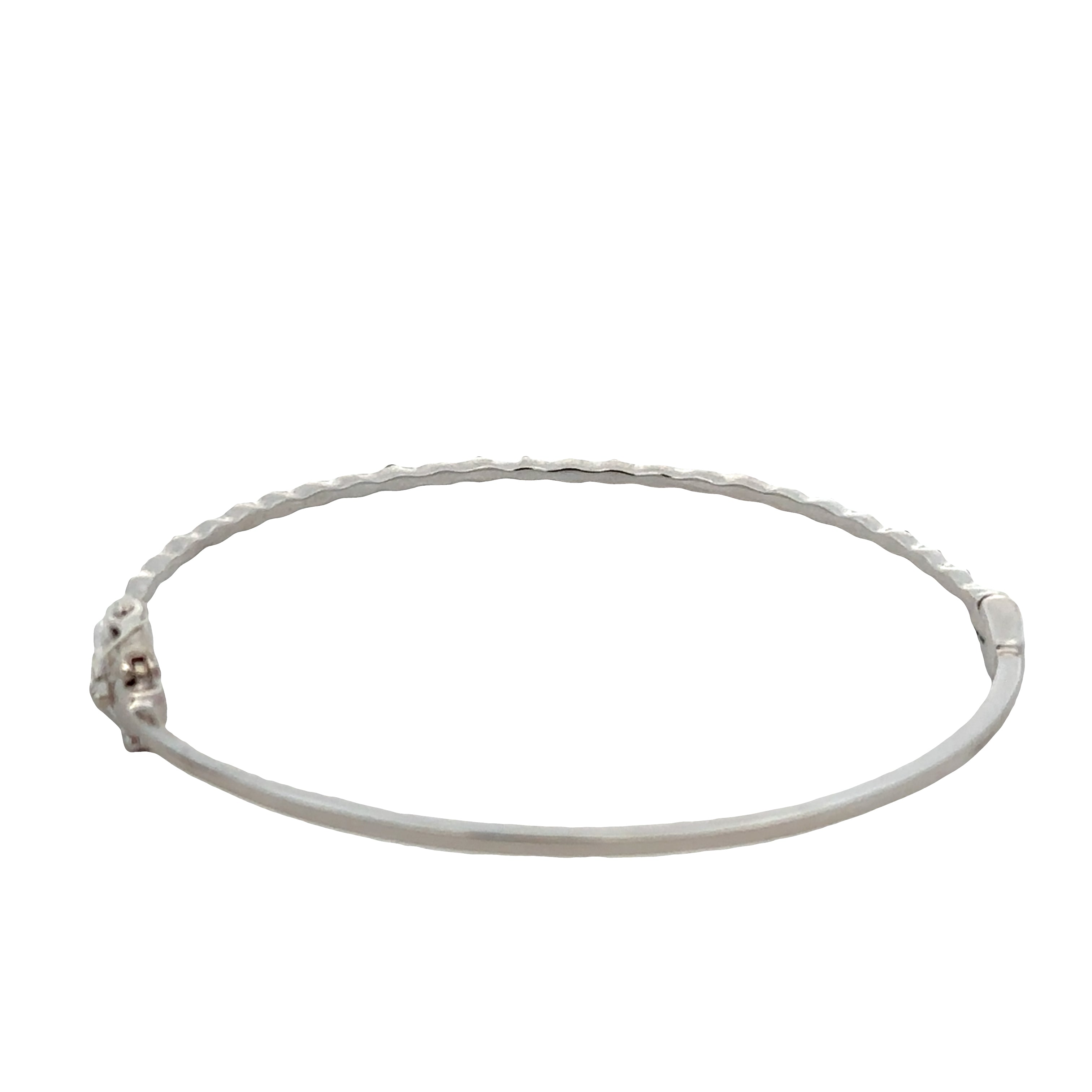 Skinny 14k White Gold Diamond Hinged Bangle Bracelet – Rhodium Plated