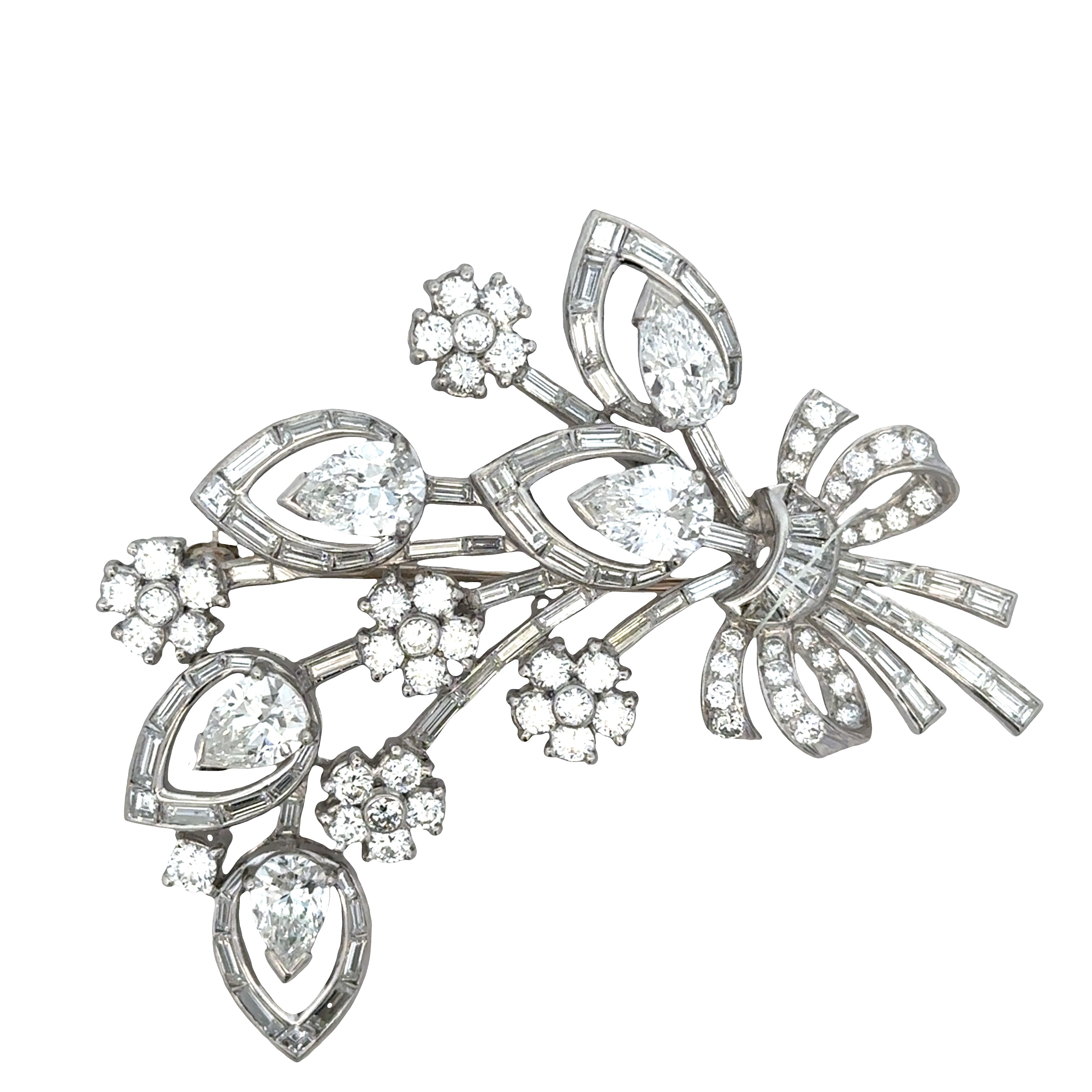 Vintage Mid-Century Platinum Diamond Spray Brooch – Circa 1950s