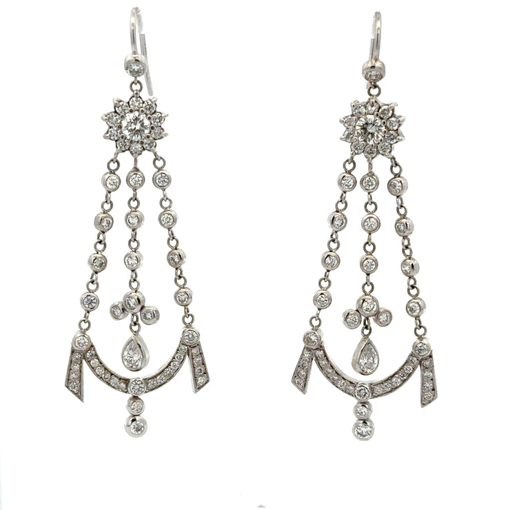 Chandalier Dangle Style Diamond Earrings in White Gold