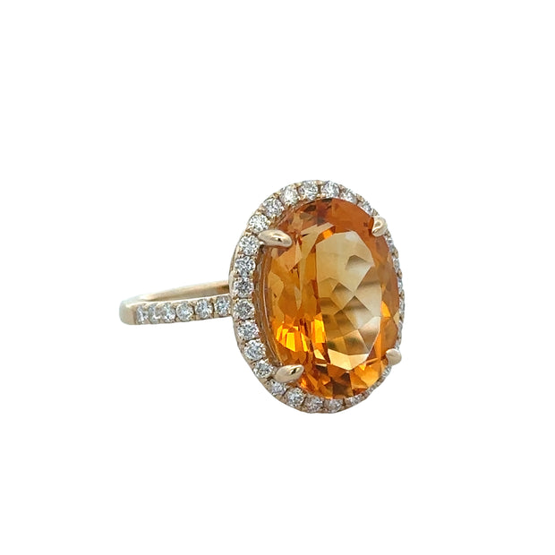 Citrine and Diamond Ring in Yellow Gold