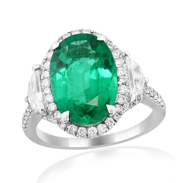 Zambian Emerald and Diamond Ring in Platinum