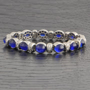 Cabochon Sapphire and Diamond Bracelet in Platinum