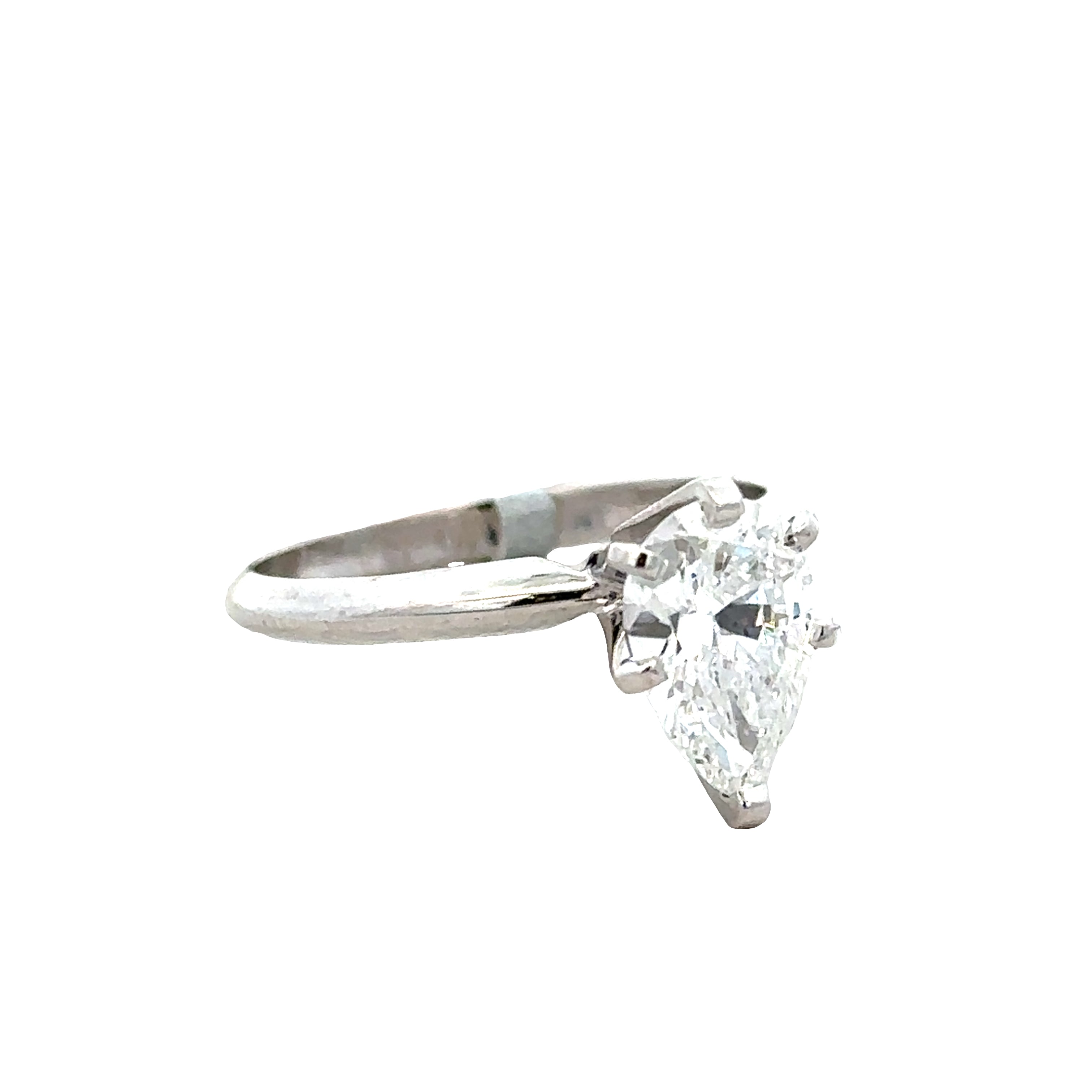 14k White Gold 1.44ct GIA Pear-Shaped Diamond Engagement Ring – Size 6.5