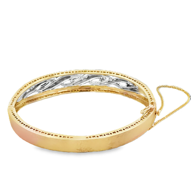 Vintage Two Tone Diamond Bangle Bracelet ca. 1980s