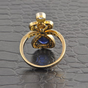 Antique Edwardian Sapphire and Diamond Ring in 18k Gold and Platinum