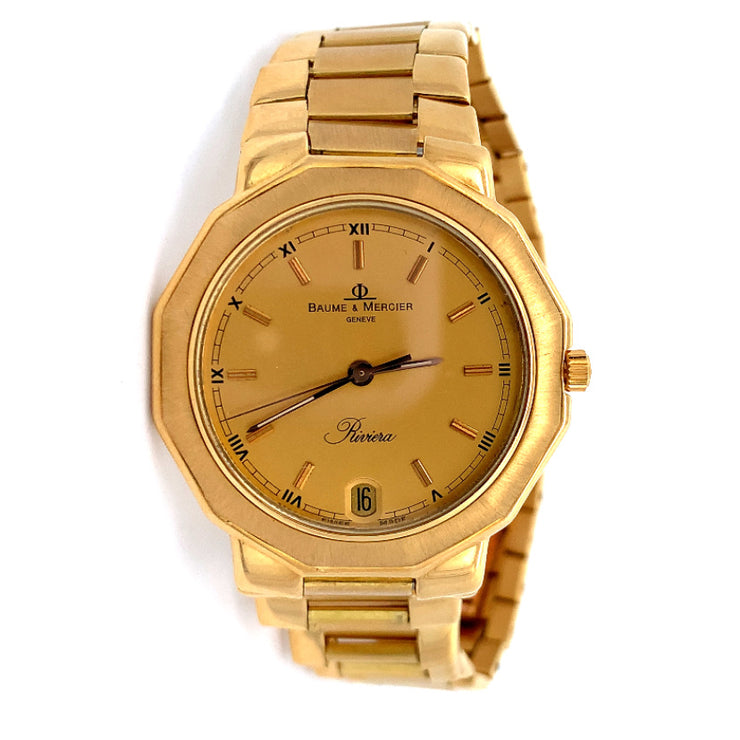 Baume & Mercier Riviera Wristwatch in 18k Yellow Gold