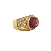 Pink Tourmaline and Diamond Ring in 18k Yellow Gold