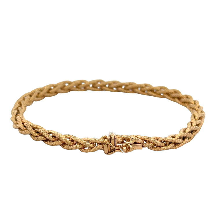 7.5" Wheat Chain Bracelet in 18k Yellow Gold