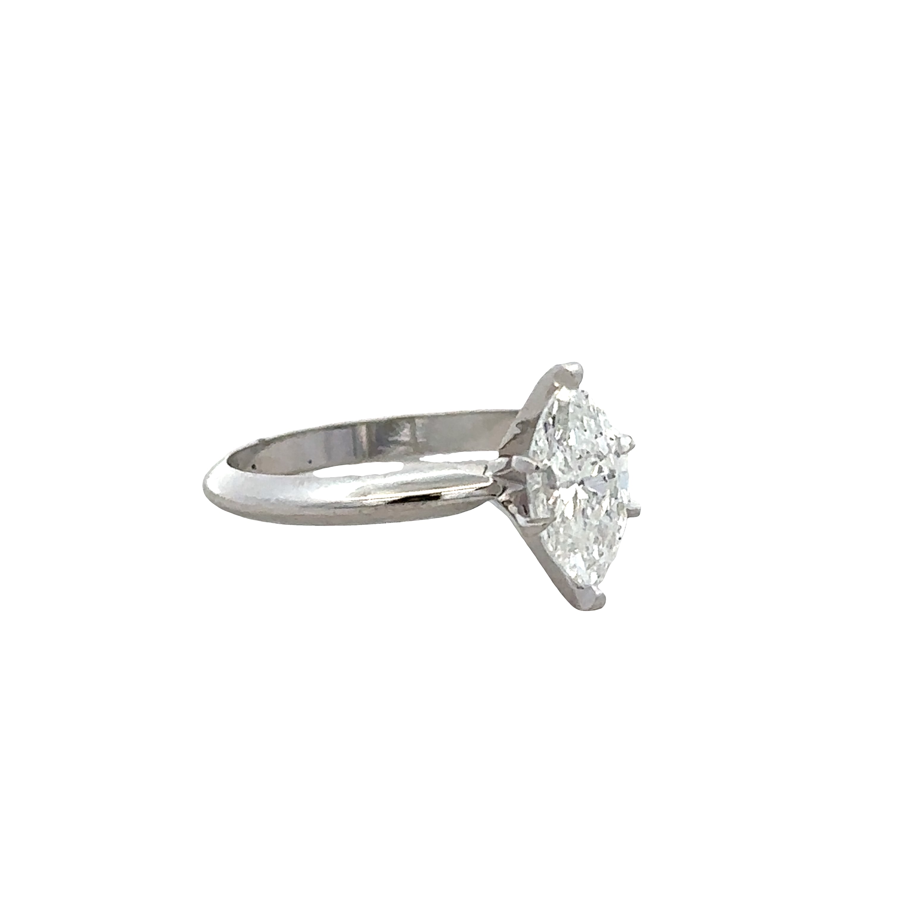 14k White Gold Marquise Diamond Engagement Ring – Size 6.25