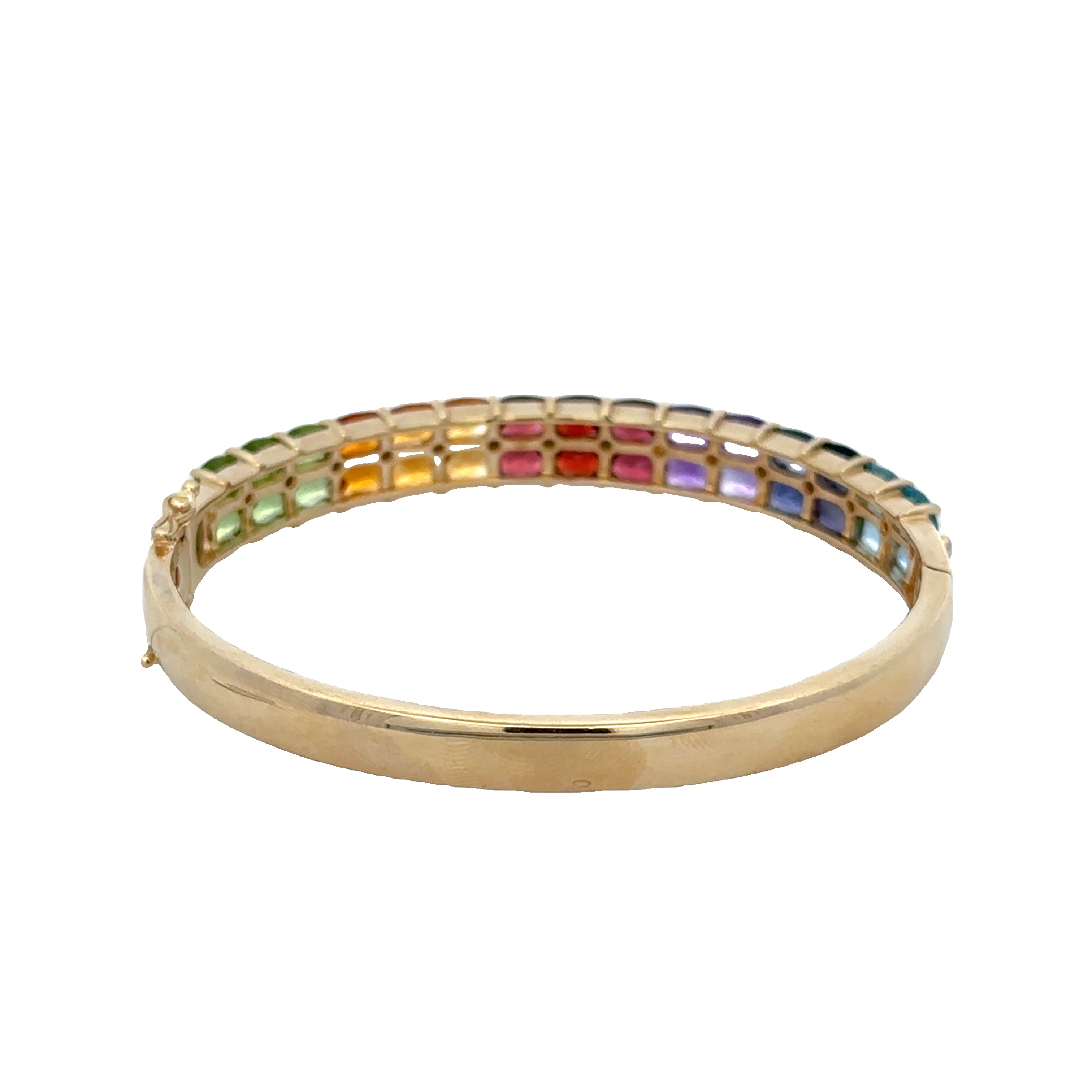 Multi Gemstone Bangle Bracelet in 14k Yellow Gold