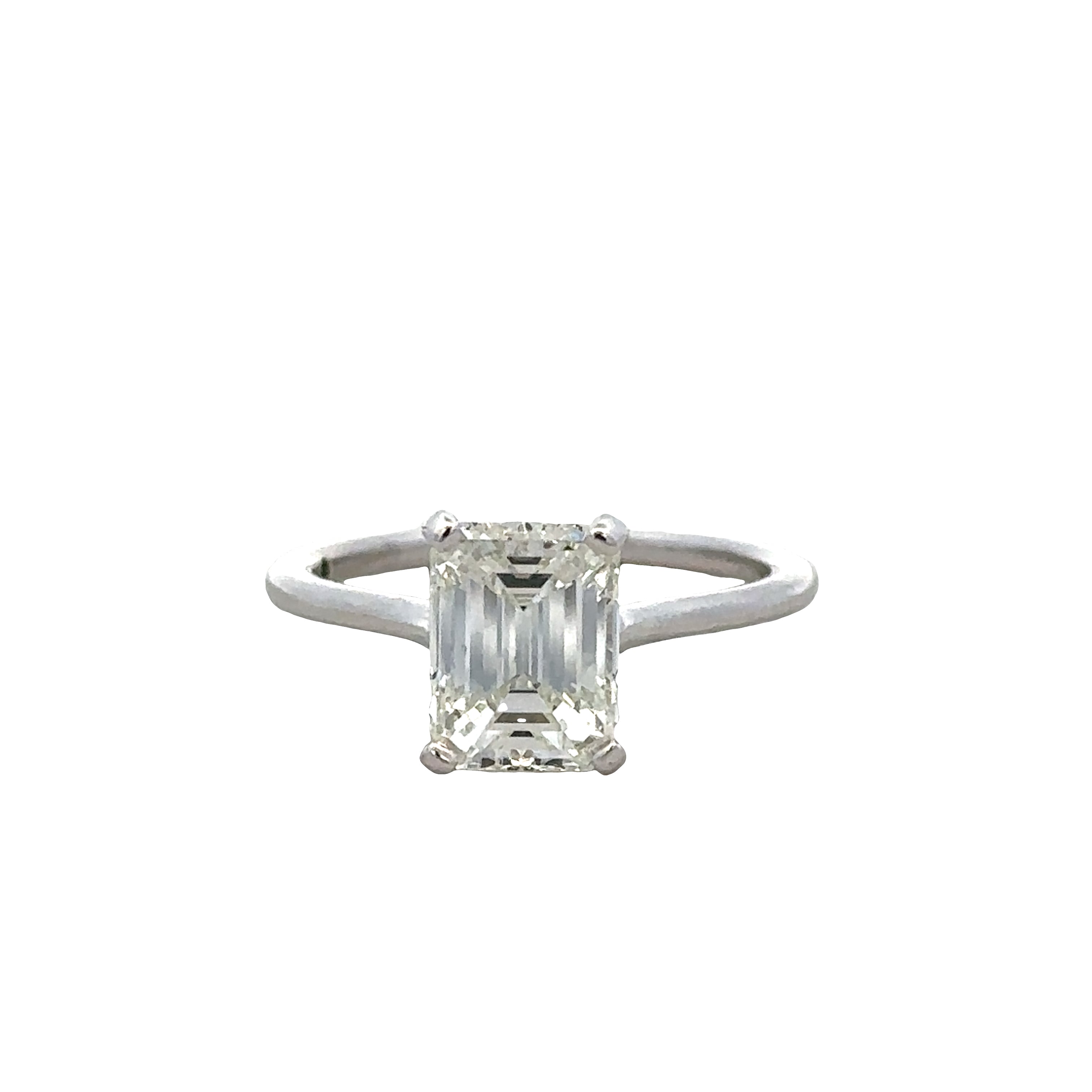 14k White Gold Emerald Cut Diamond Engagement Ring – Size 5.5
