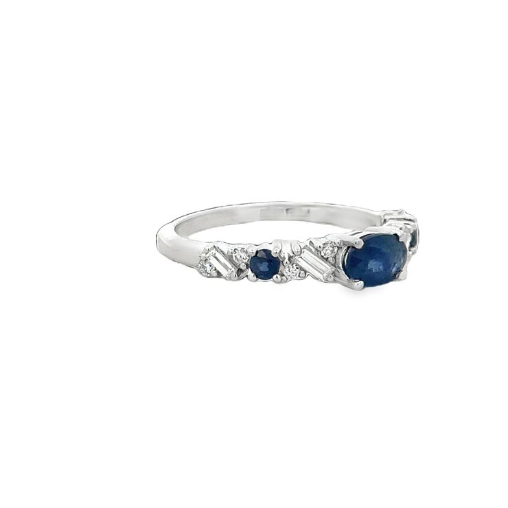 Sapphire and Diamond Band in White Gold