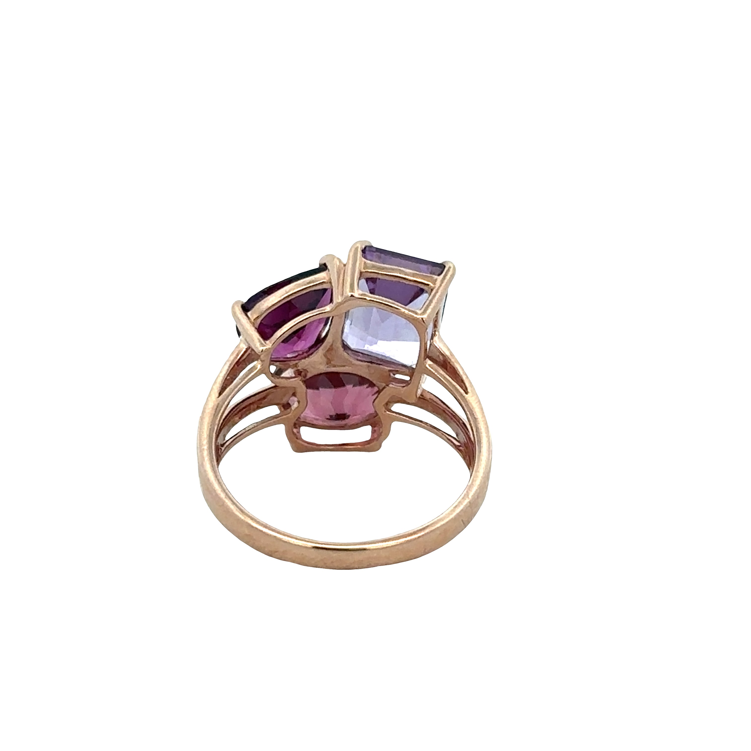 14k Rose Gold Multi Gemstone Cluster Ring – Size 7.25