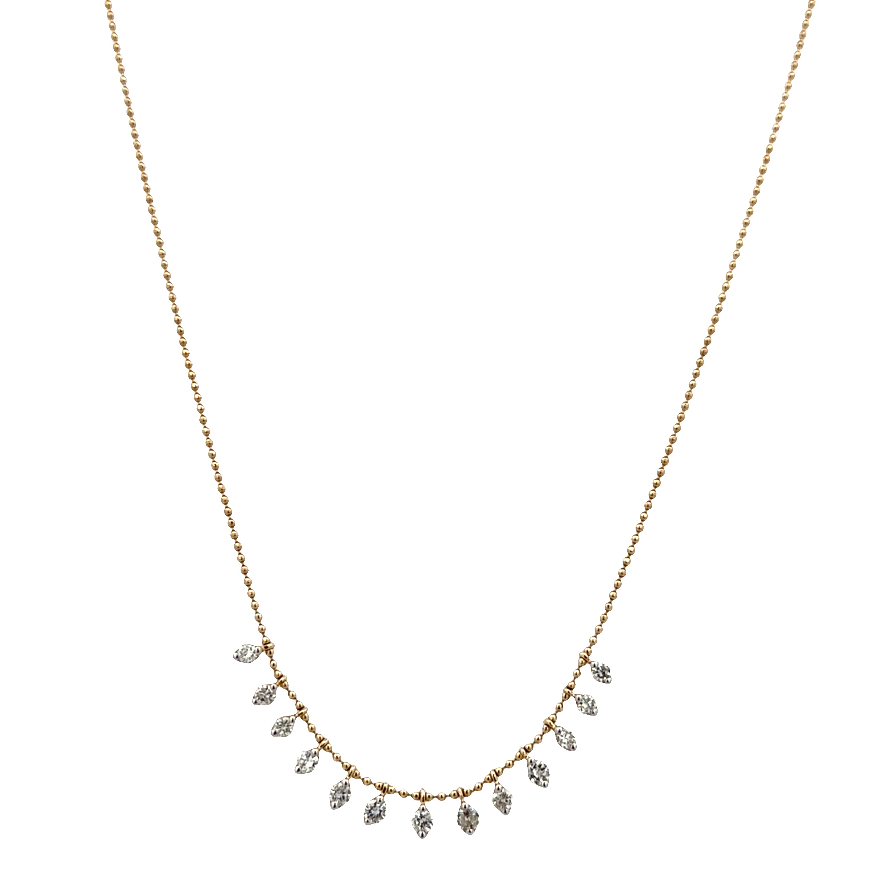 14k Yellow Gold Dangling Diamond Necklace – 18"
