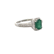 Emerald and Diamond Ring in White Gold