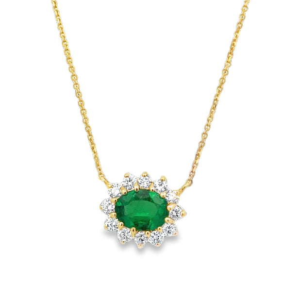 Emerald and Diamond Necklace in Yellow Gold