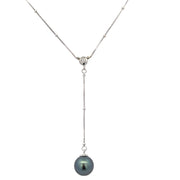 Tahitian Cultured Pearl Lavalier Necklace in White Gold