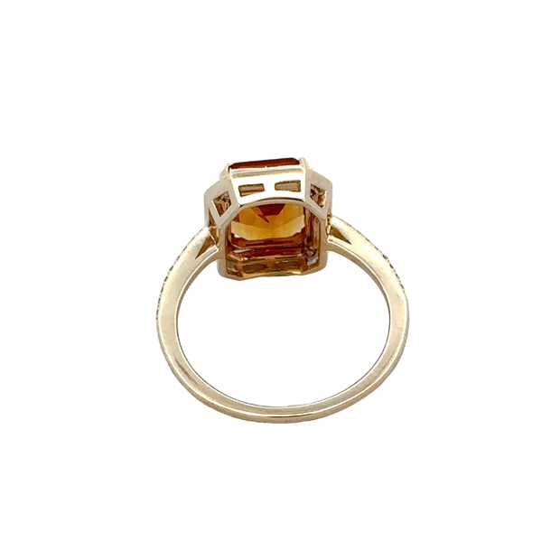 Citrine and Diamond Ring in Yellow Gold