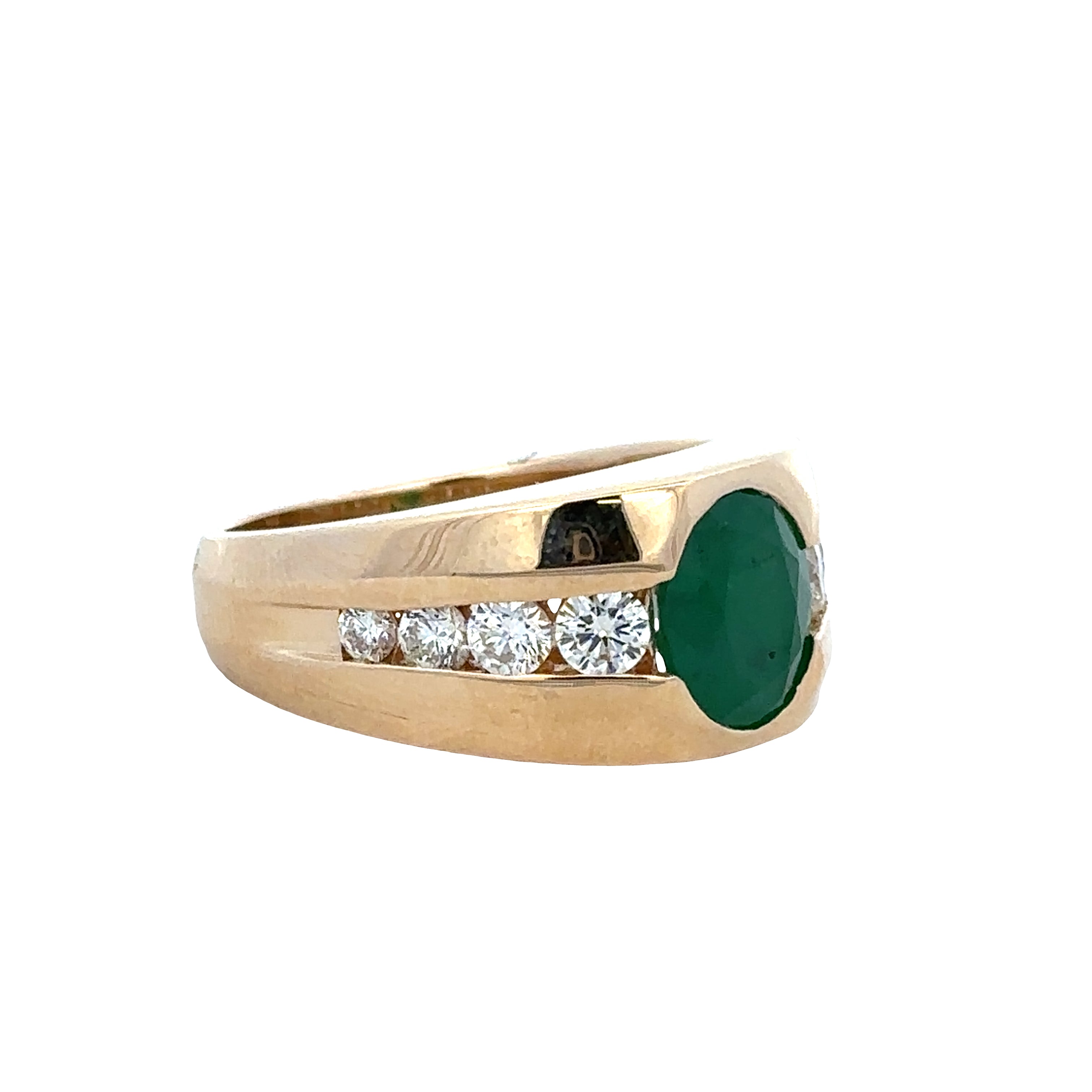 14k Yellow Gold Emerald and Diamond Ring – Size 10.5