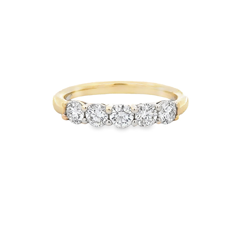 Five Diamond Wedding Band in Yellow Gold