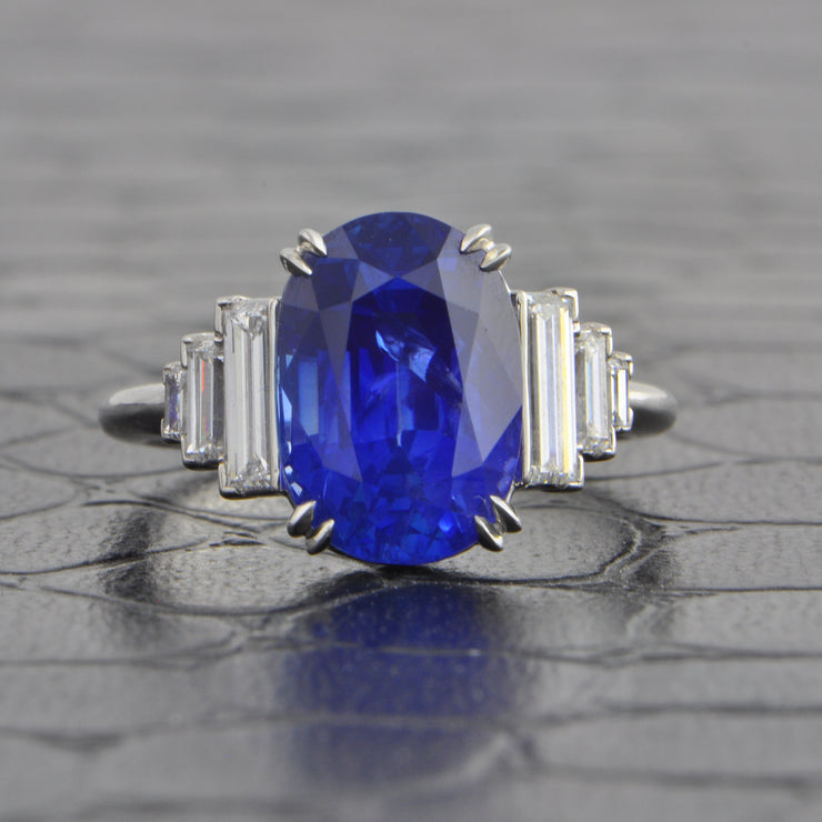 Magnificent No-Heat Kashmir Blue Sapphire Ring in Platinum