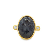 Black Diamond Ring in 18k Yellow Gold