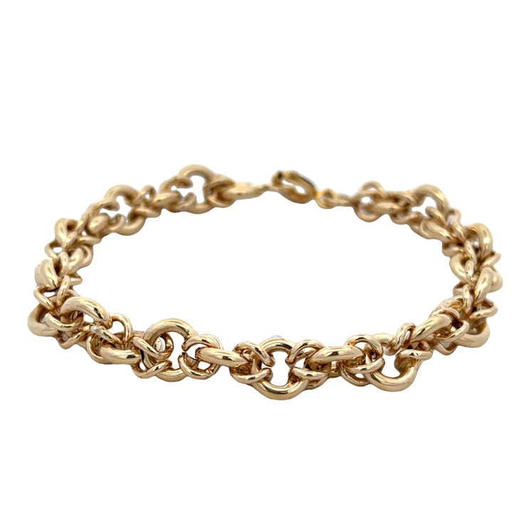 7" Fancy Circle Link Bracelet in 14k Yellow Gold