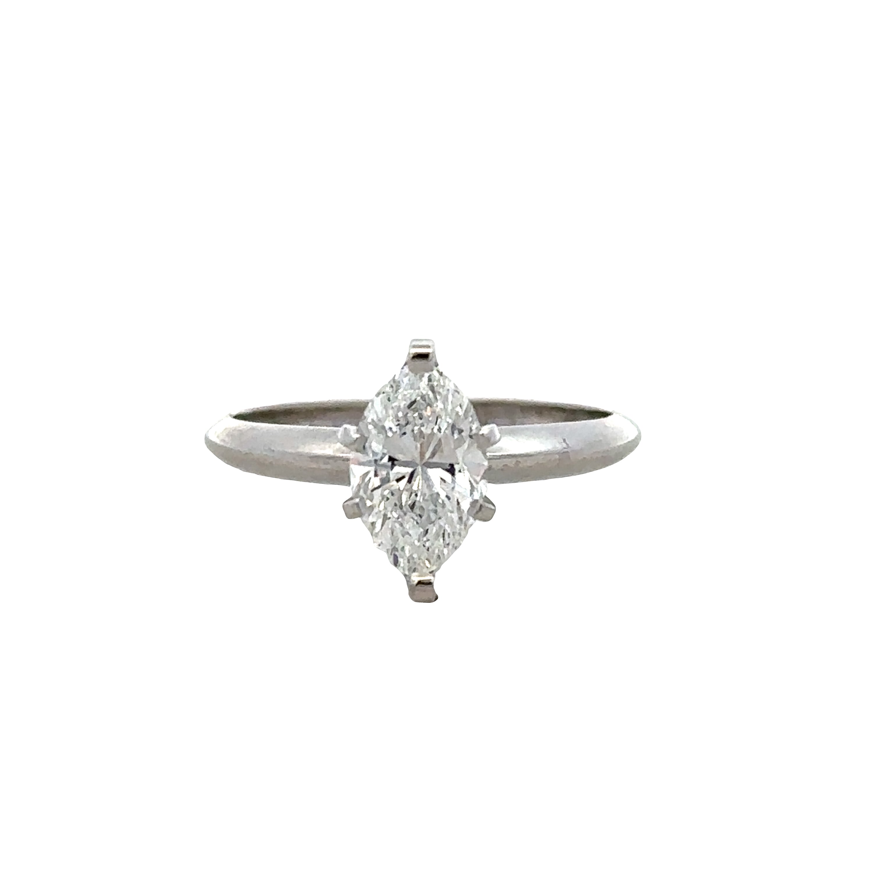 14k White Gold Marquise Cut Diamond Engagement Ring – Size 6.25