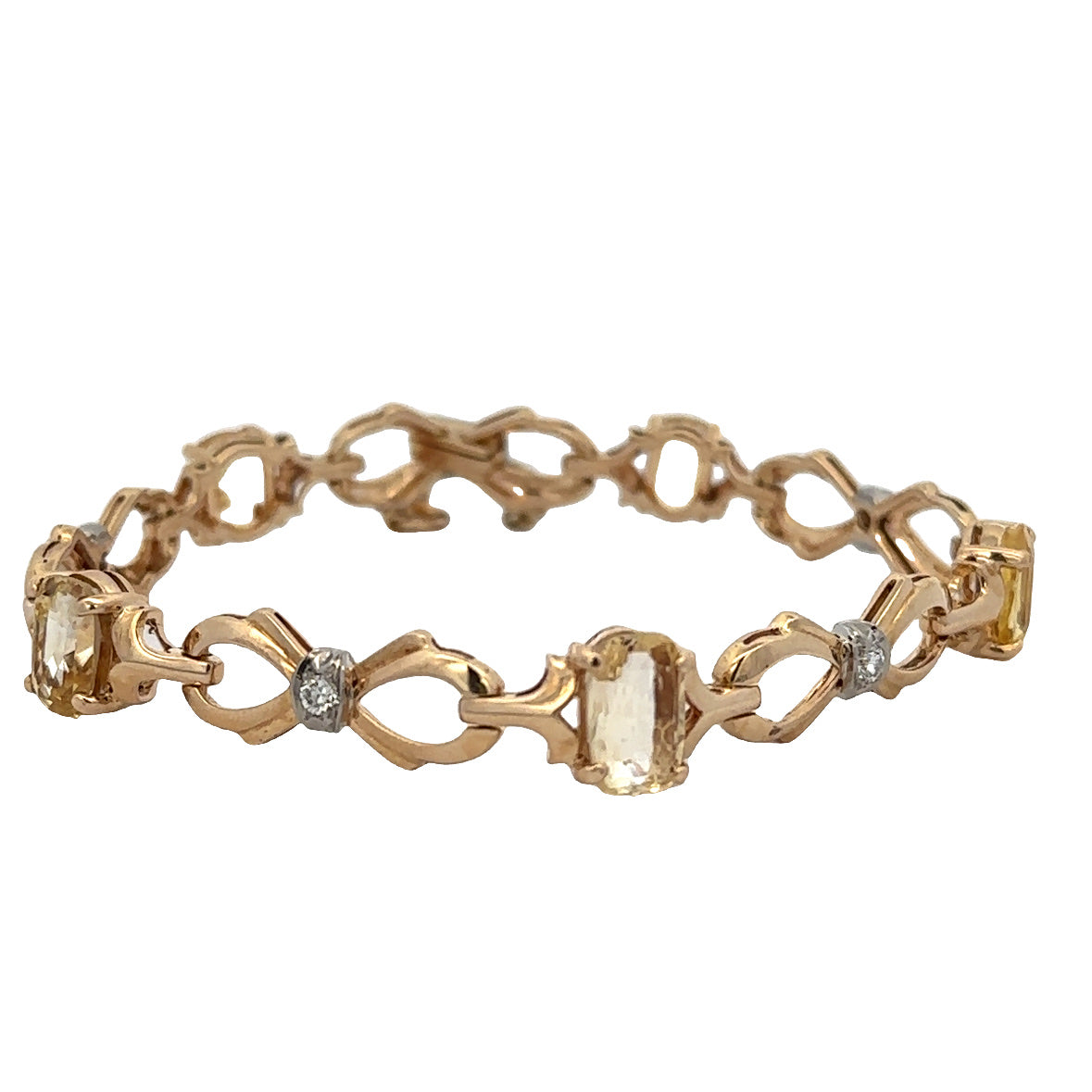 Vintage 1940s Yellow Sapphire and Old European Cut Diamond Bracelet