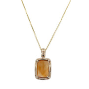 Citrine and Diamond Pendant in Yelow Gold