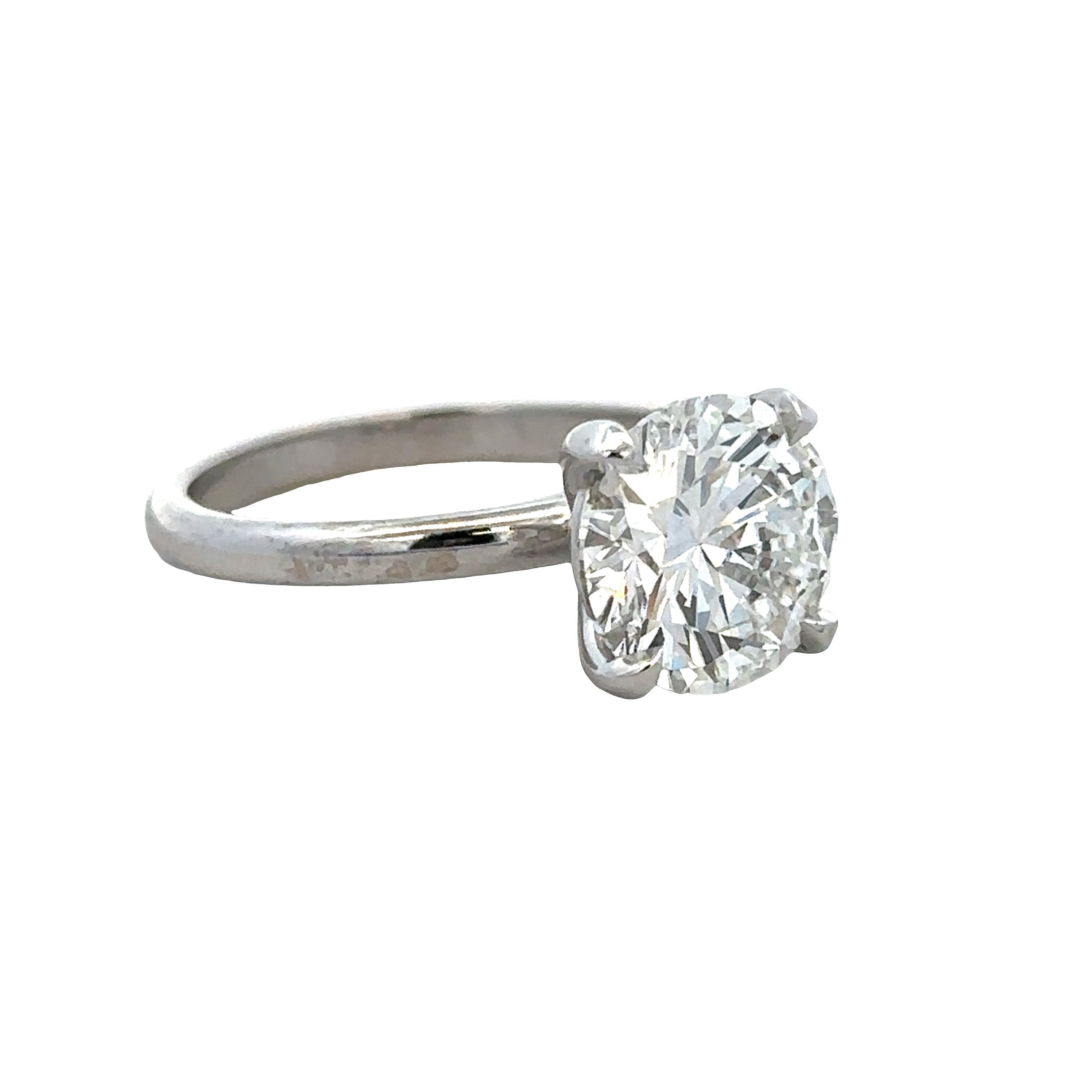 14k White Gold 3.02 Carat Round Brilliant Diamond Solitaire Engagement Ring – GIA Certified, Size 6.75