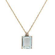 Aquamarine and Diamond Pendant in Yellow Gold