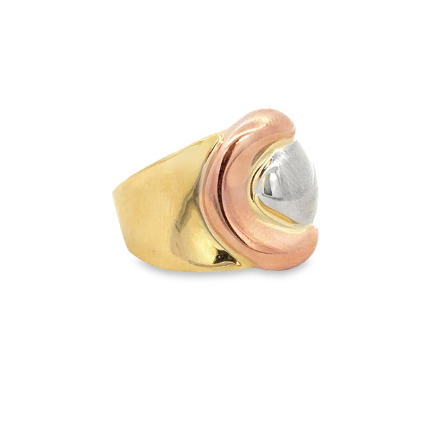 Tritone Statement Band Ring in 18k Gold