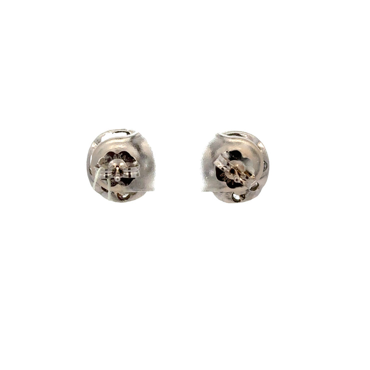Antique Sapphire and Diamond Stud Earrings in 18k White Gold