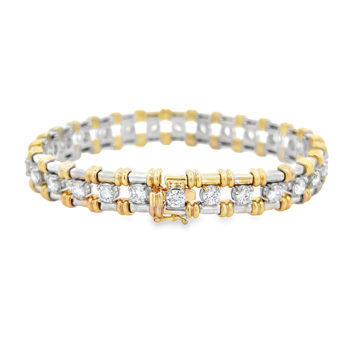 Two Tone Diamond Bracelet in 18k Gold