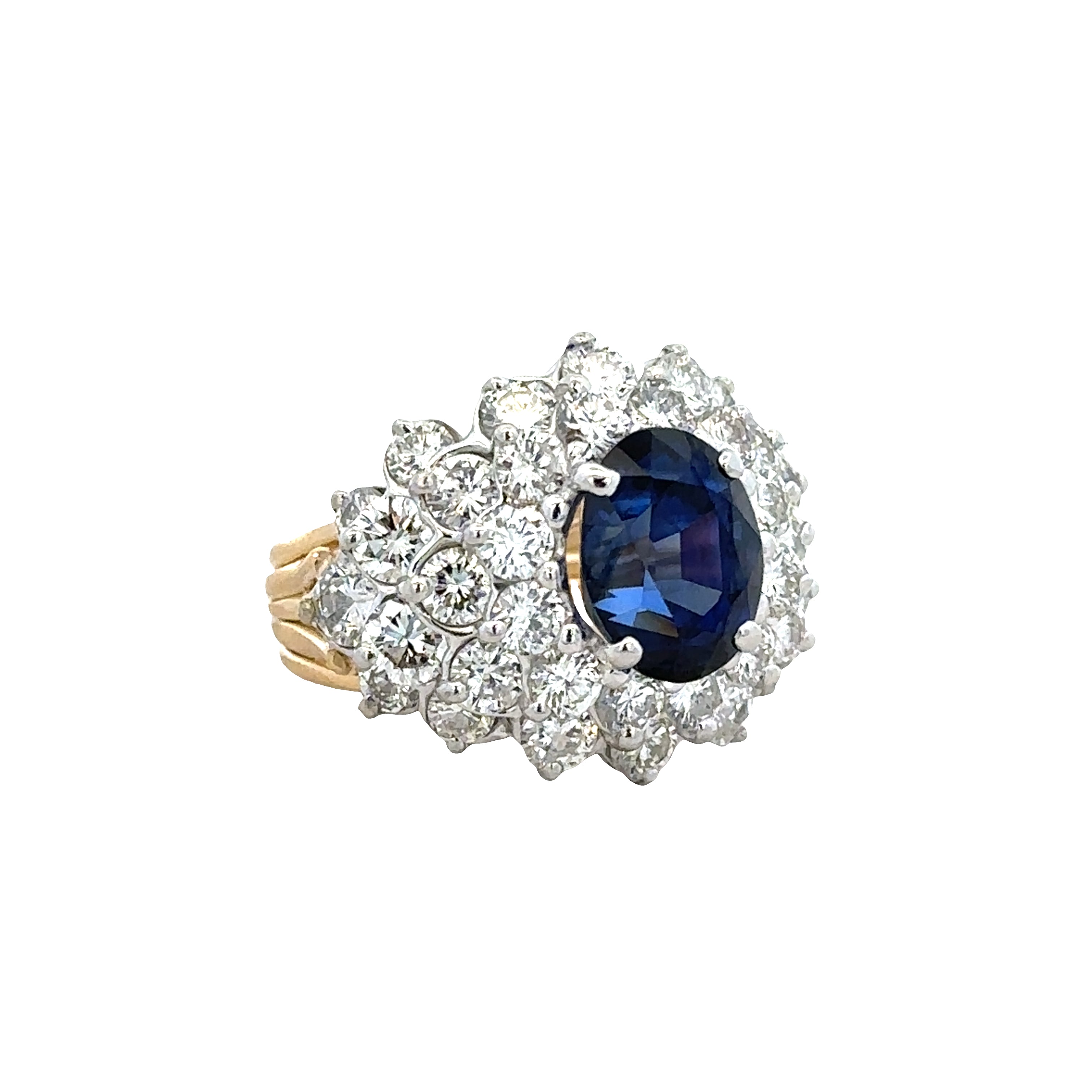 18k Two Tone Gold Sapphire & Diamond Ring – Size 5