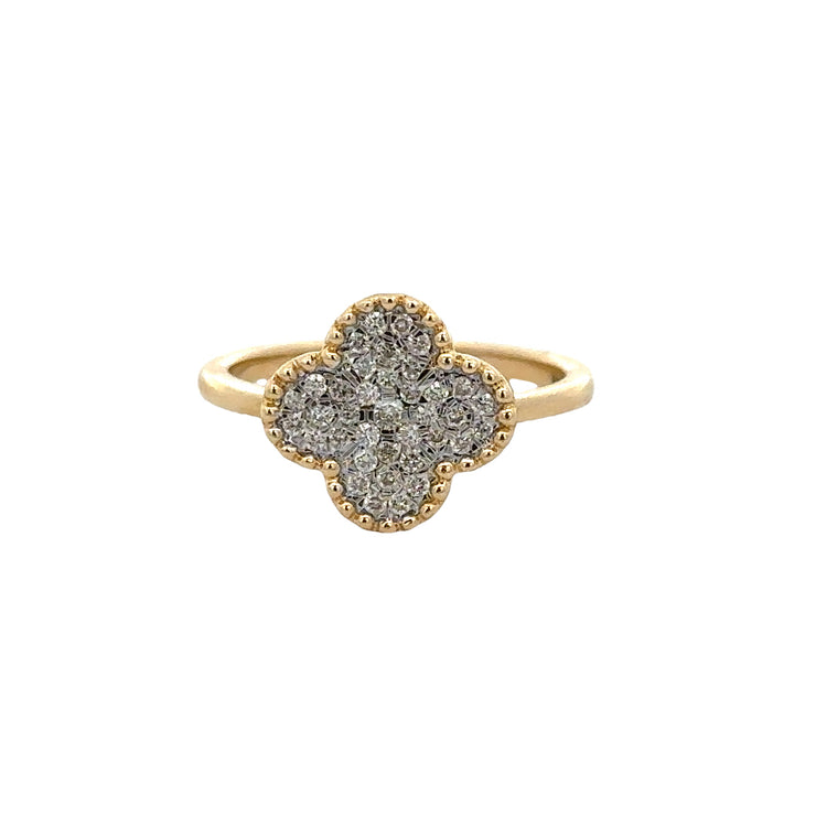 Diamond Clover Ring in Yellow Gold