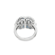 Art Deco Inspired Sapphire and Diamond Ring in 18k White Gold