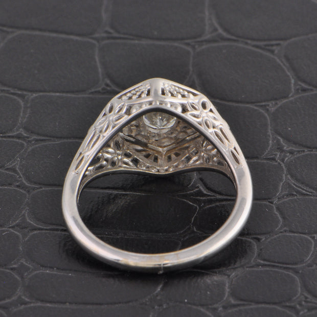Art Deco Inspired 0.51 ct. Round Brilliant Cut Diamond Engagement Ring