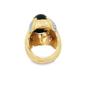 Statement Vintage Onyx and Diamond Ring in Yellow Gold