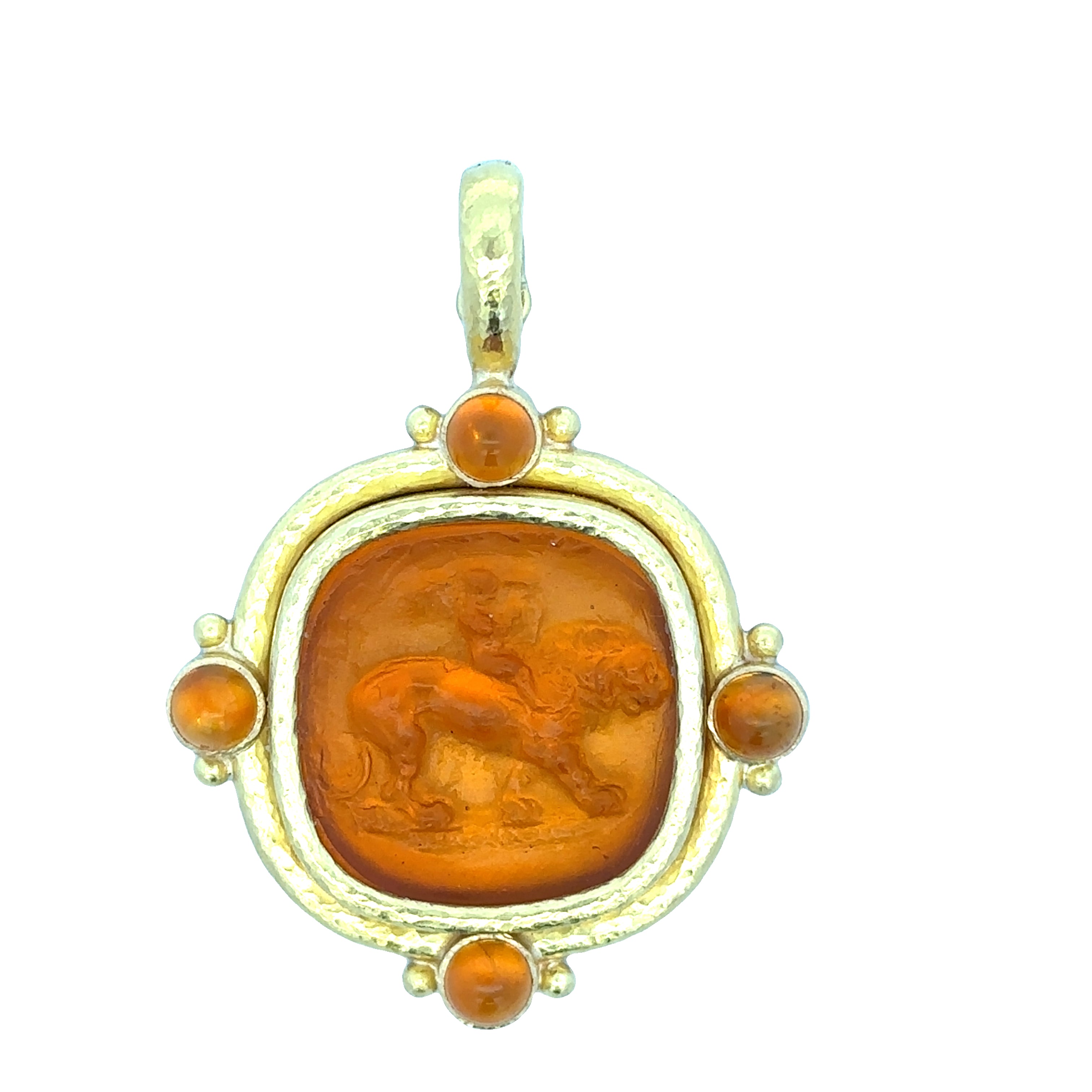 Estate Elizabeth Locke Cupid Lion Pendant in 19K Gold