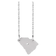 Helene Disaster Relief - North Carolina or South Carolina State Necklace with Heart Pierced City - 14K Gold