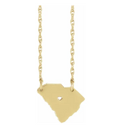 Helene Disaster Relief - North Carolina or South Carolina State Necklace with Heart Pierced City - 14K Gold