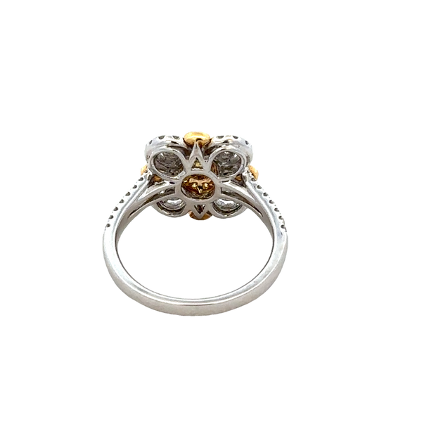 Fancy Yellow Floral Diamond Ring in 18k Gold