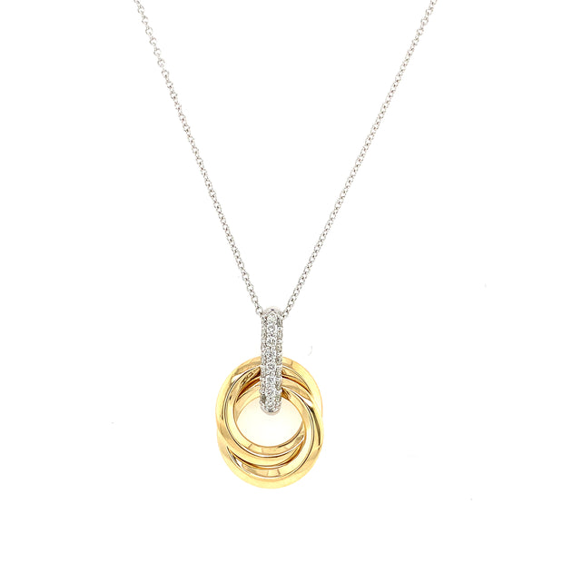 Interlocking Diamond Pendant in Two Tone Gold