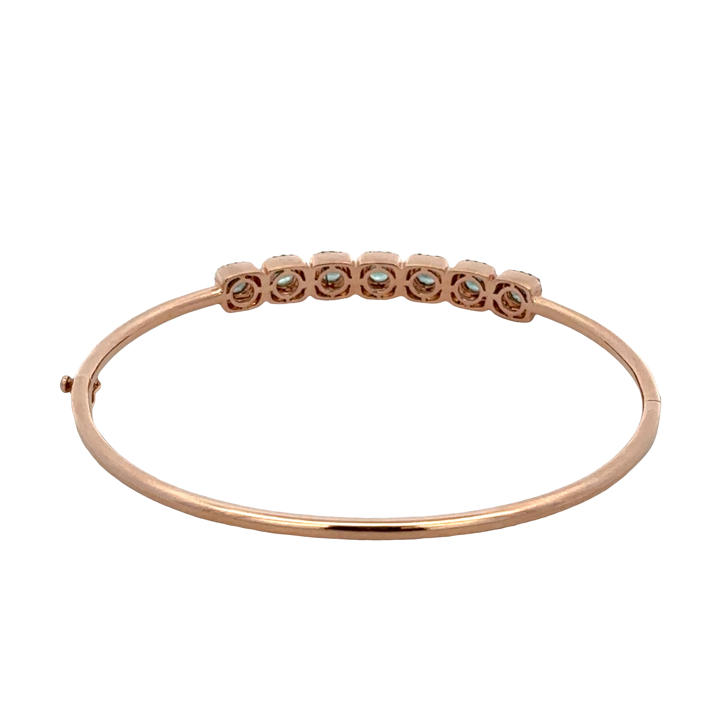 14k Rose Gold Alexandrite & Diamond Halo Bangle Bracelet