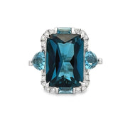 Blue Topaz and Diamond Ring in White Gold