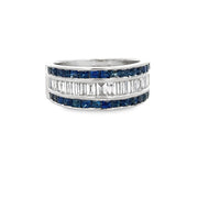 Sapphire and Diamond Band Ring in White Gold