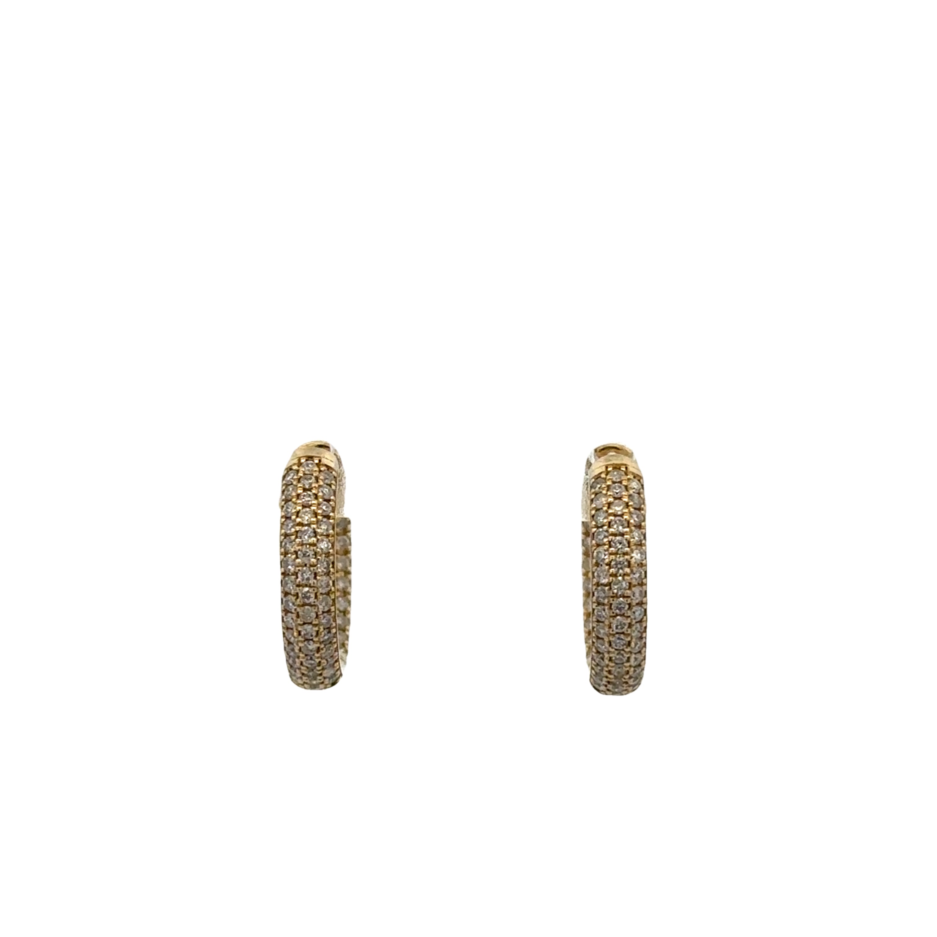 Small Pave Diamond Hoops in Yellow Gold