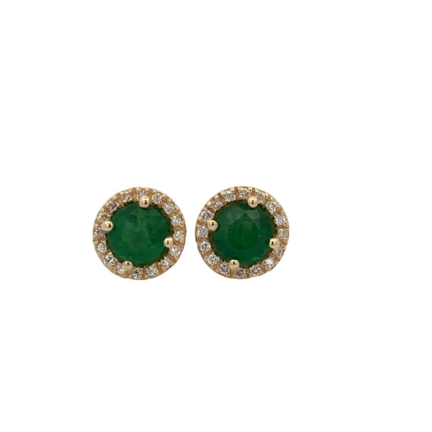 Emerald and Diamond Studs in Yellow Gold